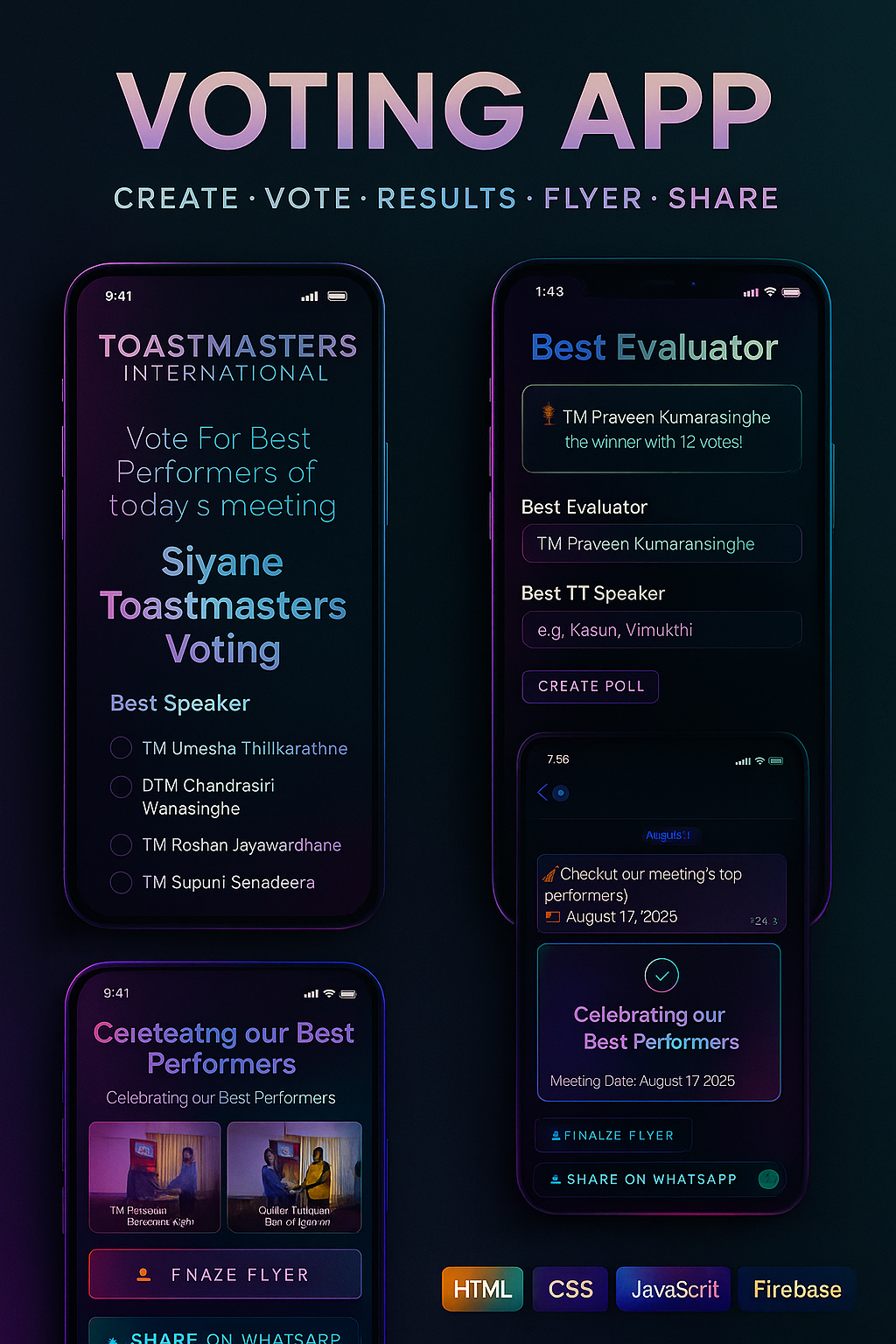 Voting App — dark neon variant
